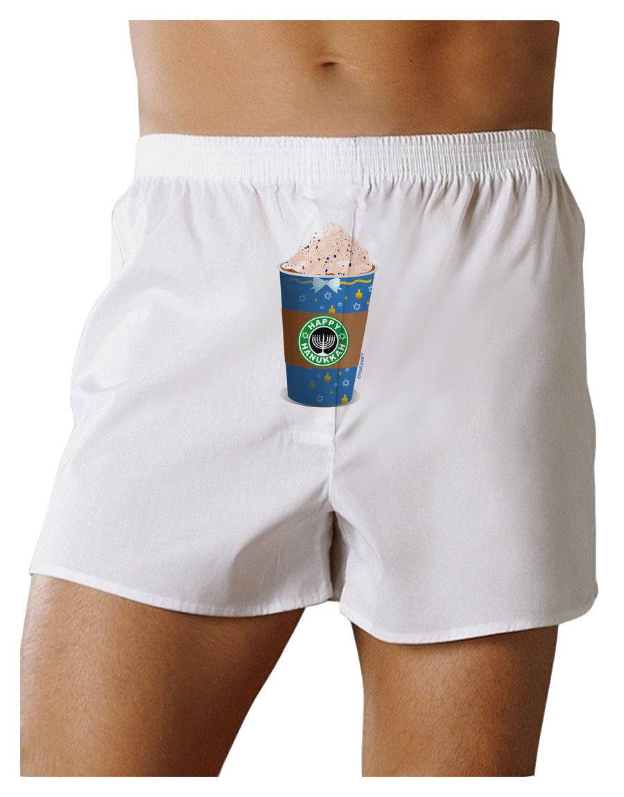 Happy Hanukkah Latte Cup Front Print Boxer Shorts-Boxer Shorts-TooLoud-White-Small-Davson Sales