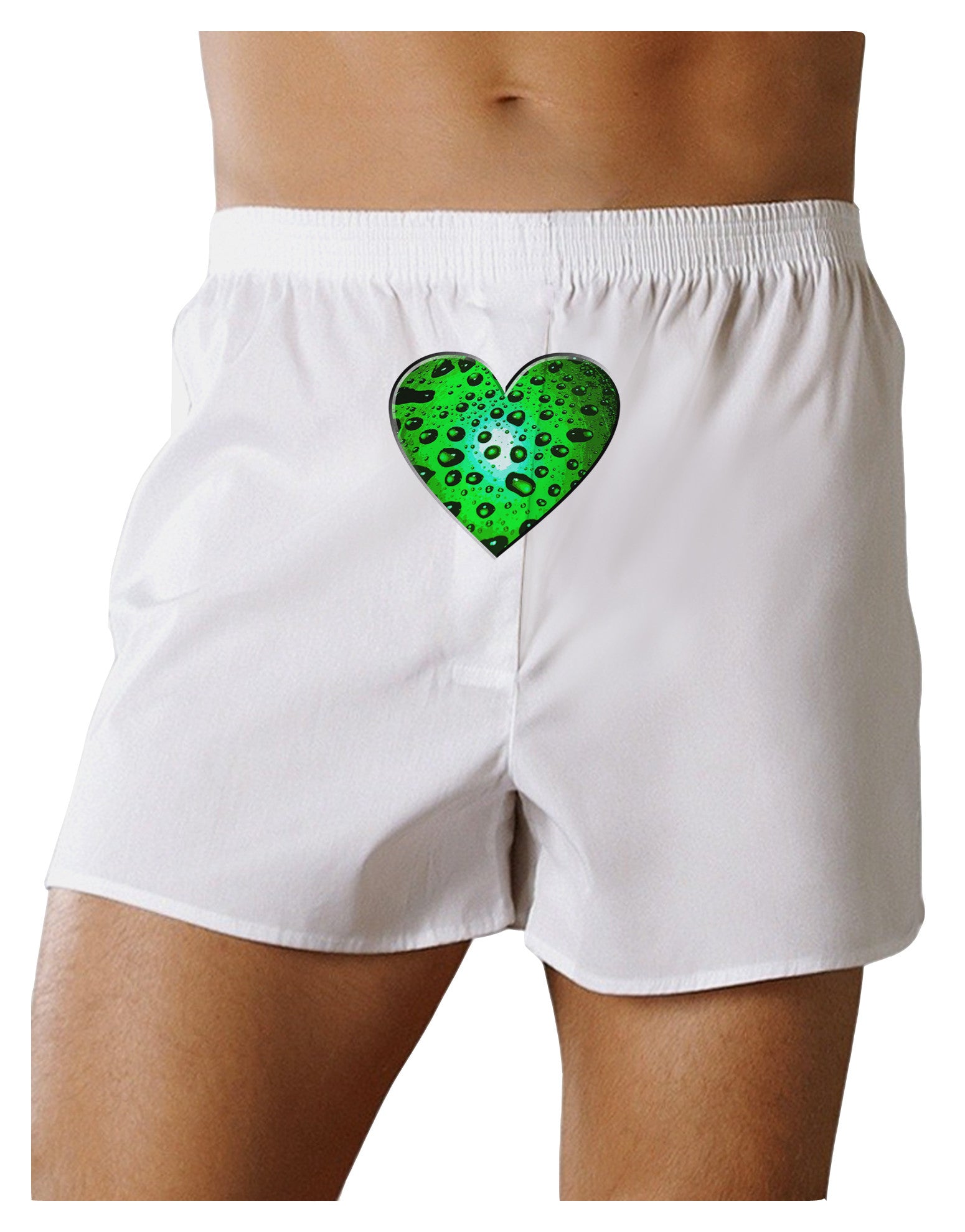 Water Droplet Heart Green Front Print Boxer Shorts by TooLoud-Boxer Shorts-TooLoud-White-Small-Davson Sales