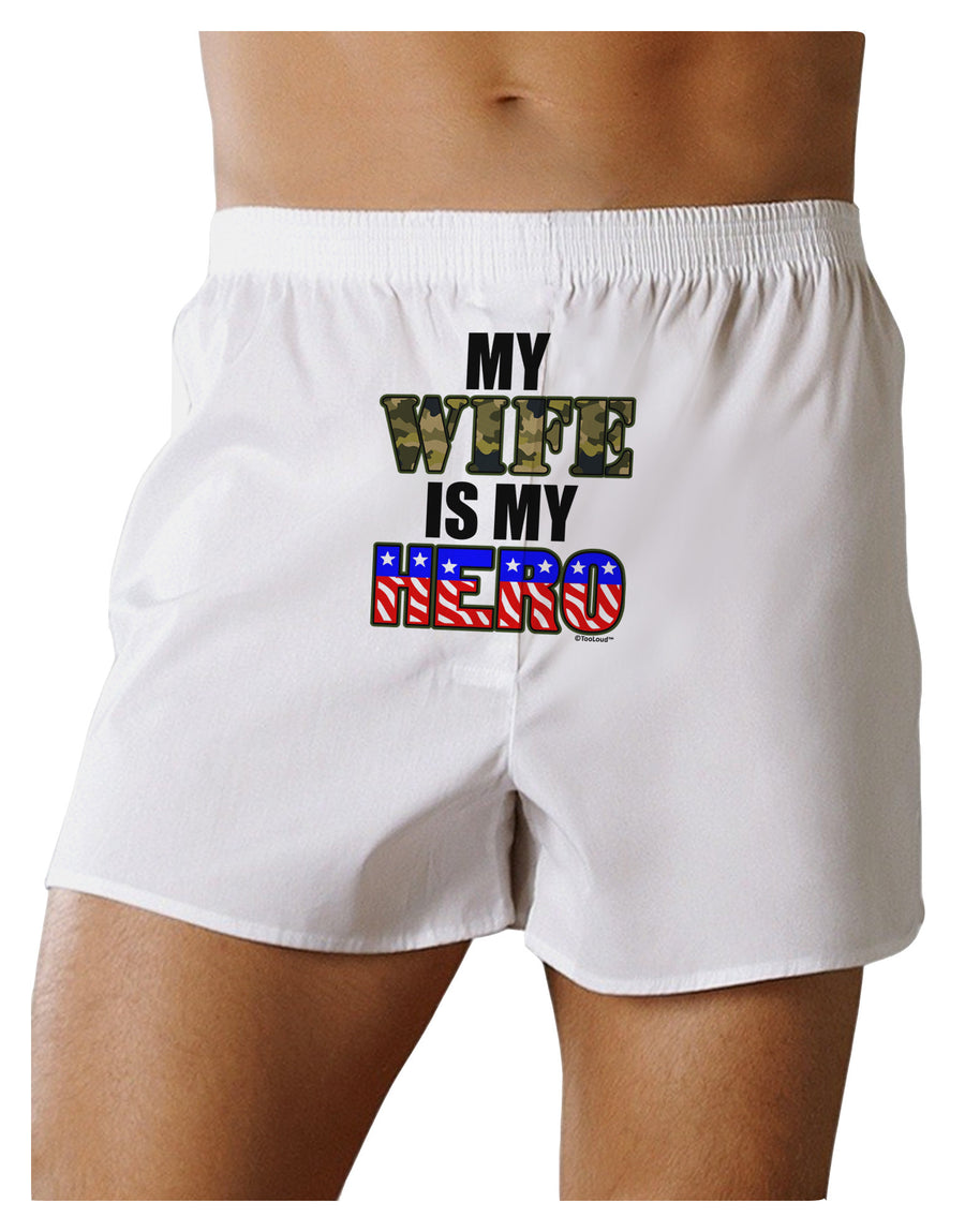 My Wife is My Hero - Armed Forces Front Print Boxer Shorts by TooLoud-Boxer Shorts-TooLoud-White-Small-Davson Sales