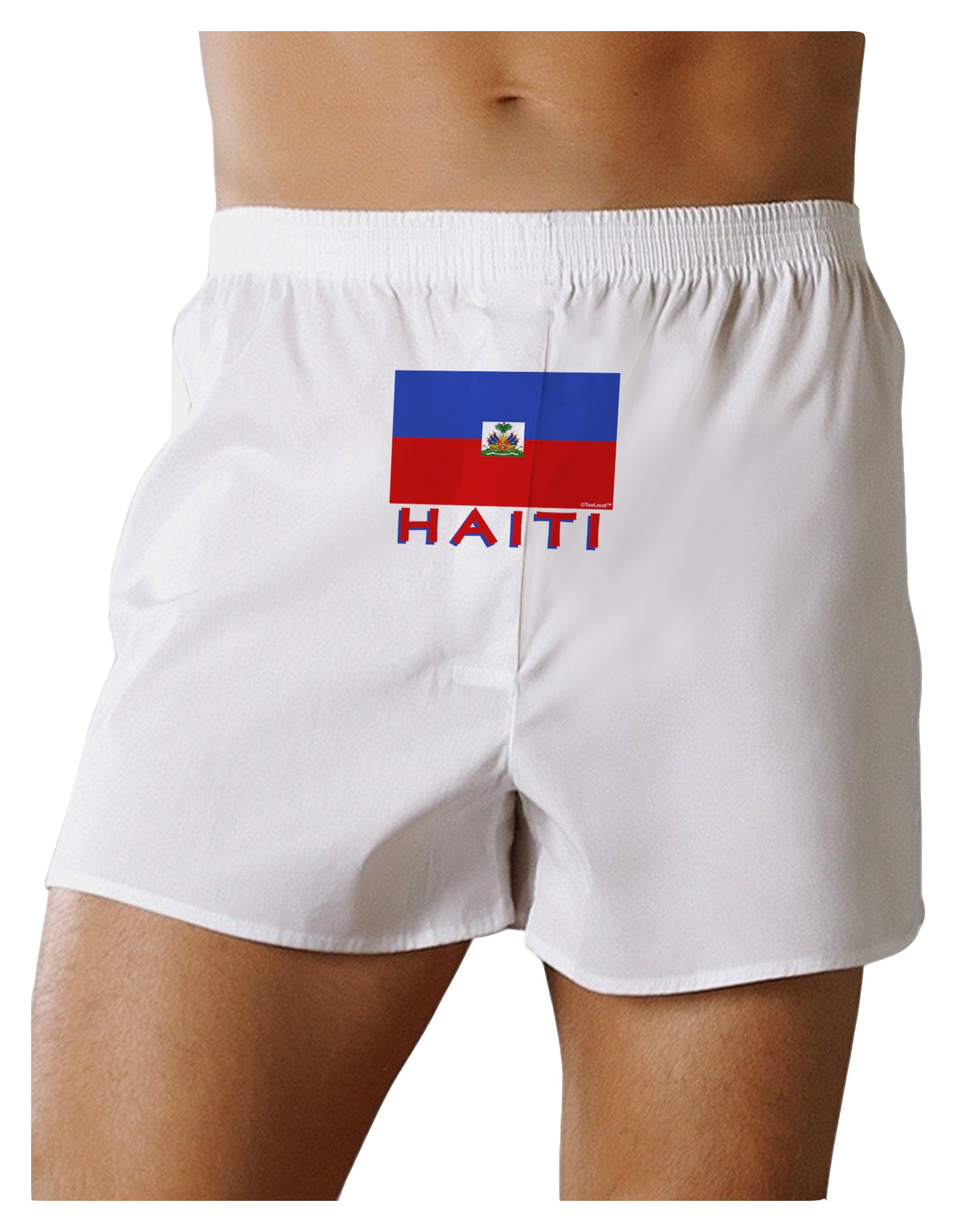 Haiti Flag Front Print Boxer Shorts-Boxer Shorts-TooLoud-White-Small-Davson Sales