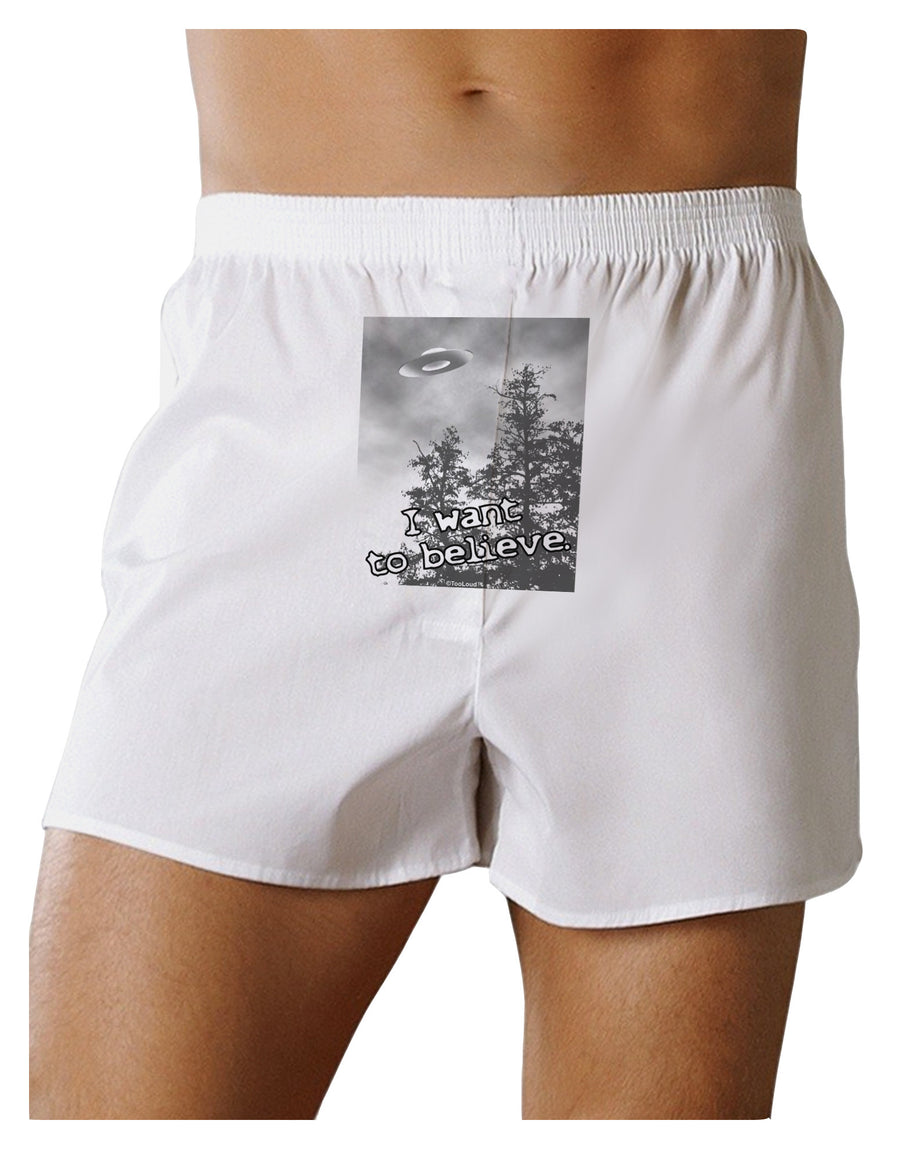 I Want to Believe - UFO Front Print Boxer Shorts by TooLoud-Boxer Shorts-TooLoud-White-Small-Davson Sales