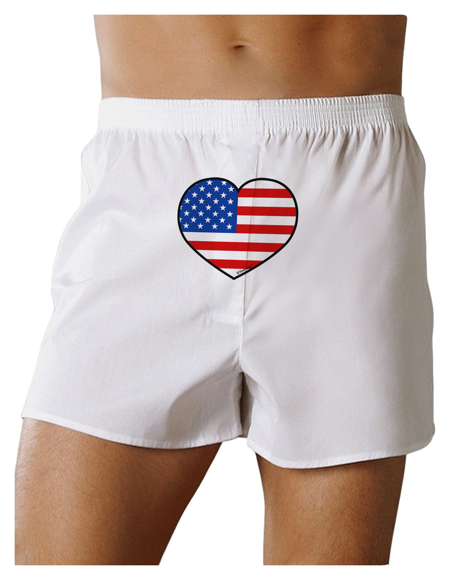 American Flag Heart Design Front Print Boxer Shorts by TooLoud-Boxer Shorts-TooLoud-White-Small-Davson Sales