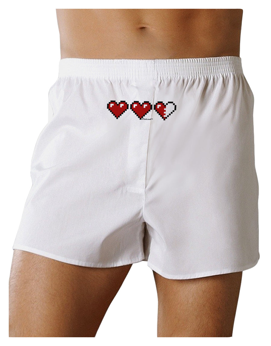 Couples Pixel Heart Life Bar - Left Front Print Boxer Shorts by TooLoud-Boxer Shorts-TooLoud-White-Small-Davson Sales