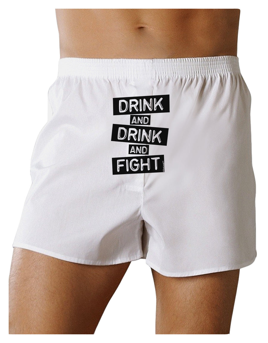 Drink and Drink and Fight Front Print Boxer Shorts-Boxer Shorts-TooLoud-White-Small-Davson Sales