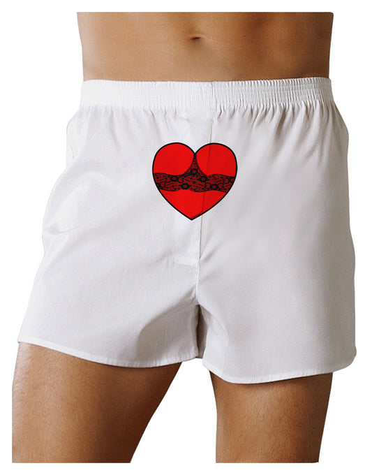 Black Lace Panty Heart Front Print Boxer Shorts-Boxer Shorts-TooLoud-White-Small-Davson Sales