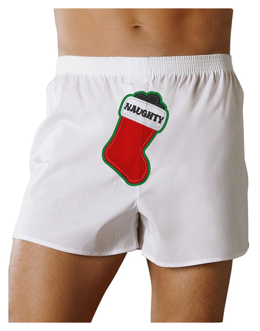 Naughty Coal Cute Christmas Stocking Front Print Boxer Shorts-Boxer Shorts-TooLoud-White-Small-Davson Sales