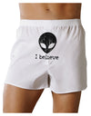 Extraterrestrial - I Believe Distressed Front Print Boxer Shorts by TooLoud-Boxer Shorts-TooLoud-White-Small-Davson Sales