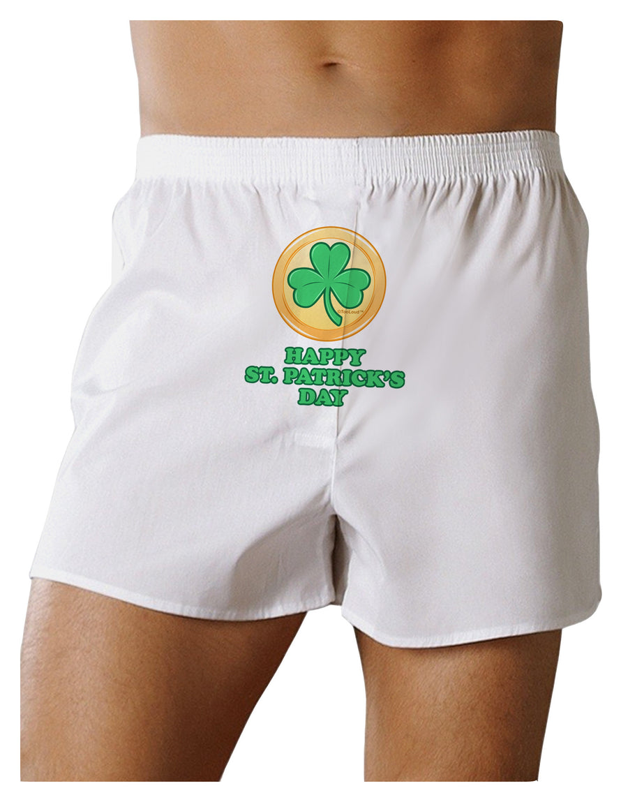 Shamrock Button - St Patrick's Day Front Print Boxer Shorts by TooLoud-Boxer Shorts-TooLoud-White-Small-Davson Sales