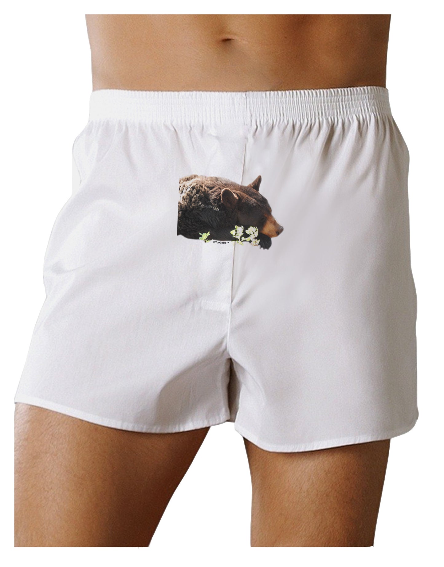 Laying Black Bear Cutout Front Print Boxer Shorts-Boxer Shorts-TooLoud-White-Small-Davson Sales