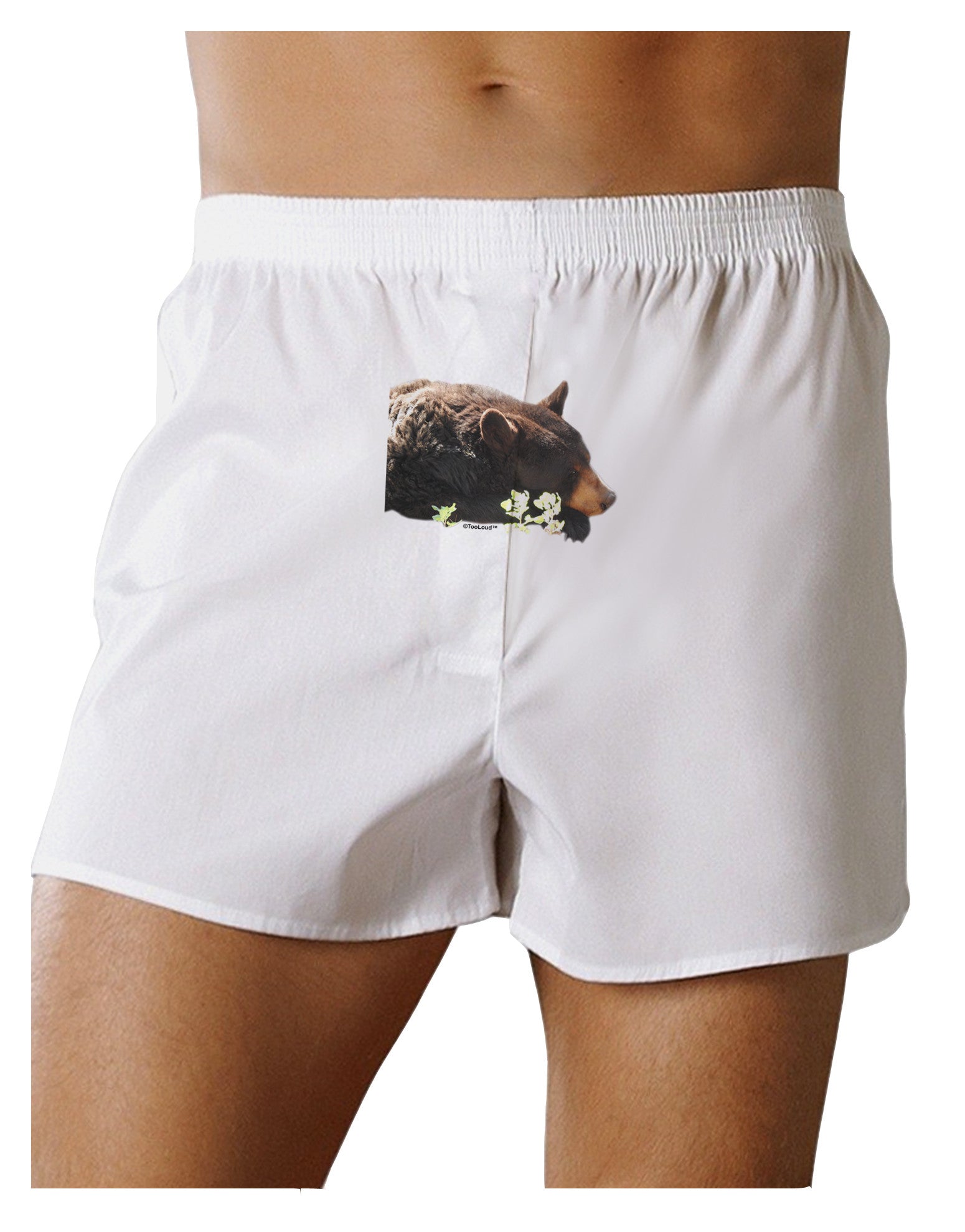 Laying Black Bear Cutout Front Print Boxer Shorts-Boxer Shorts-TooLoud-White-Small-Davson Sales