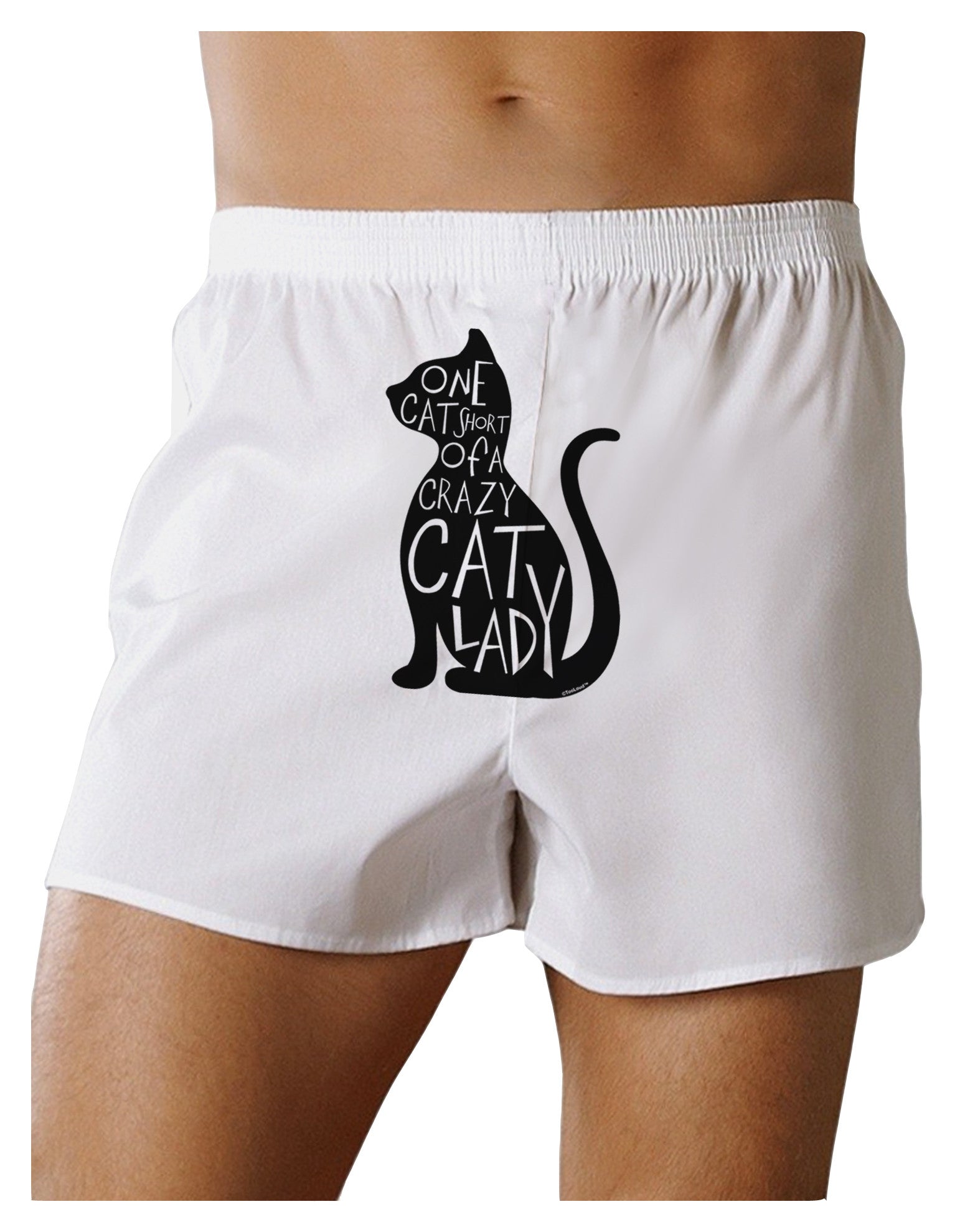 One Cat Short Of A Crazy Cat Lady Front Print Boxer Shorts-Boxer Shorts-TooLoud-White-Small-Davson Sales