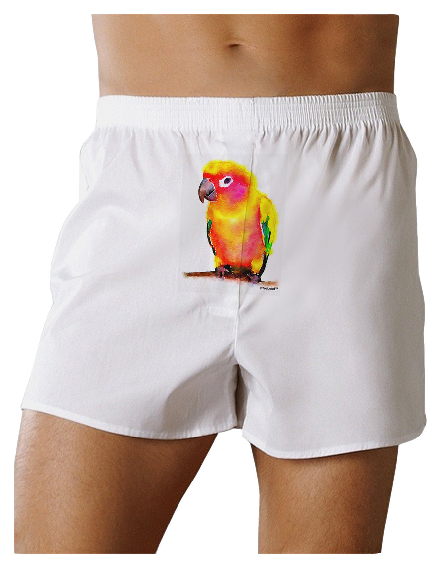 Sun Conure Parrot Watercolor Front Print Boxer Shorts-Boxer Shorts-TooLoud-White-Small-Davson Sales