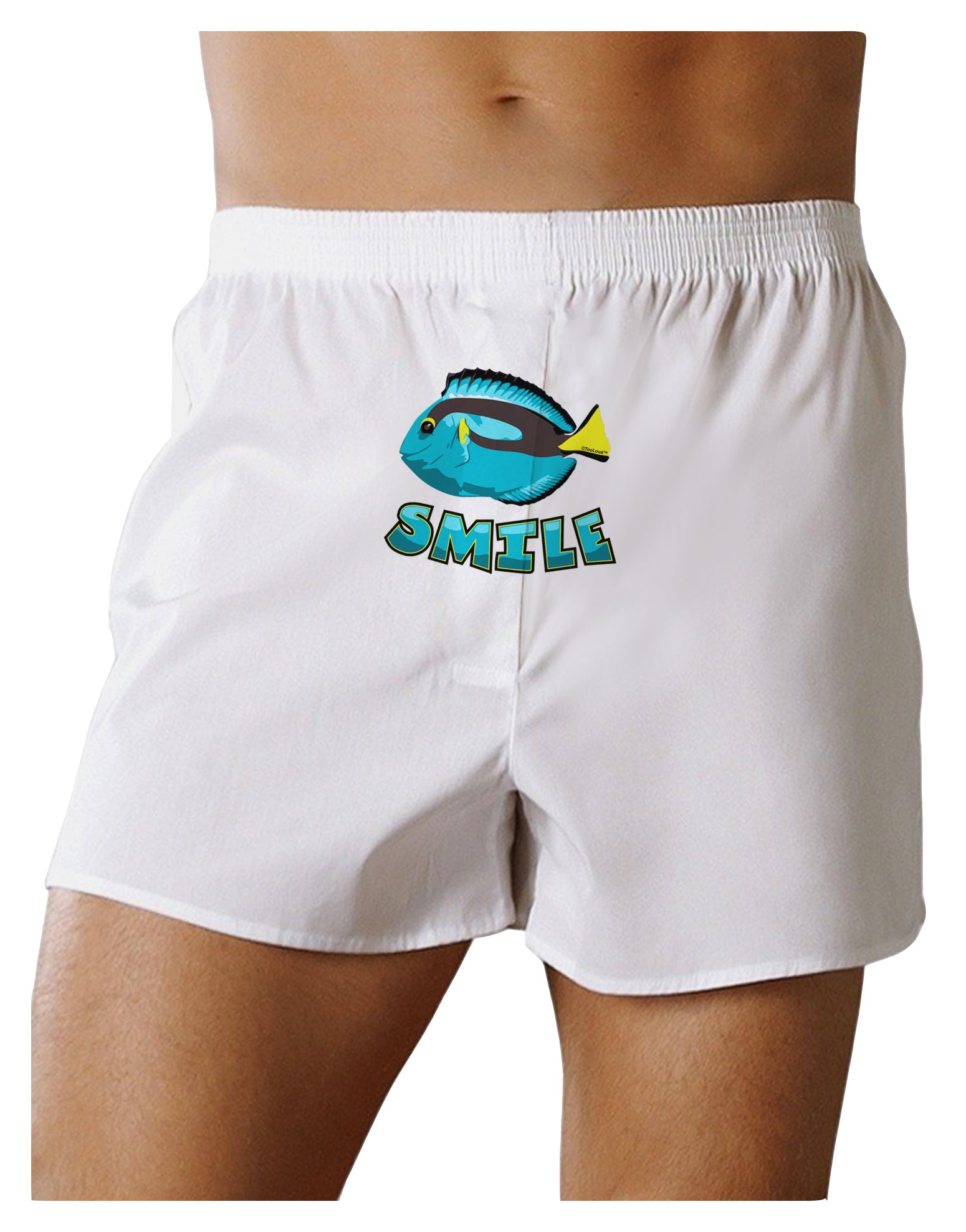 Blue Tang Fish - Smile Front Print Boxer Shorts-Boxer Shorts-TooLoud-White-Small-Davson Sales
