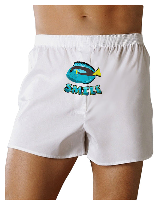 Blue Tang Fish - Smile Front Print Boxer Shorts-Boxer Shorts-TooLoud-White-Small-Davson Sales