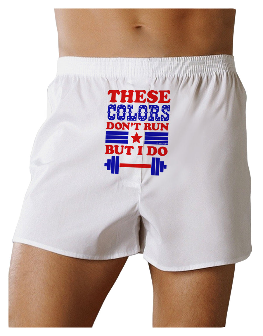 These Colors Don't Run But I Do - Patriotic Workout Front Print Boxer Shorts-Boxer Shorts-TooLoud-White-Small-Davson Sales