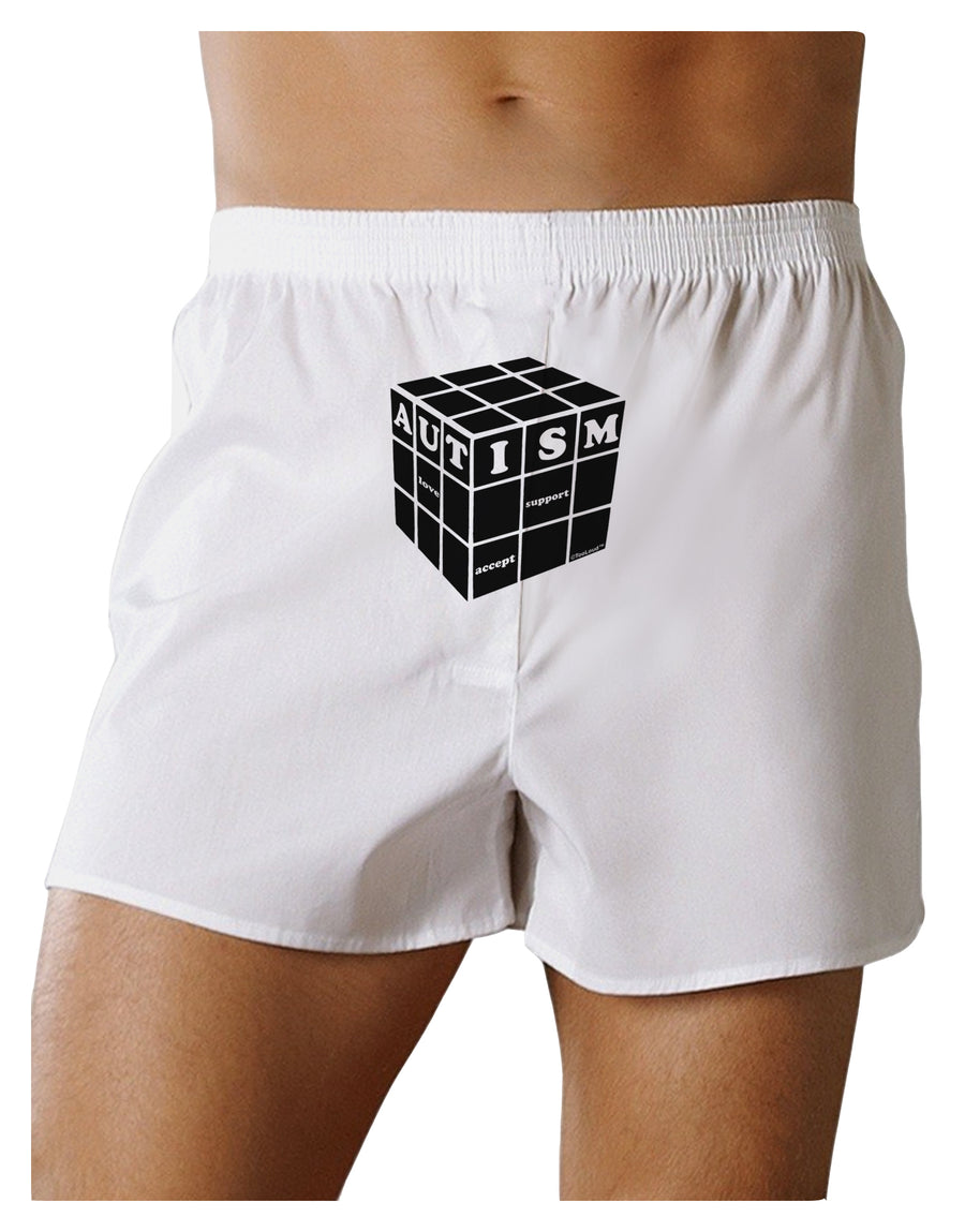 Autism Awareness - Cube B & W Front Print Boxer Shorts-Boxer Shorts-TooLoud-White-Small-Davson Sales