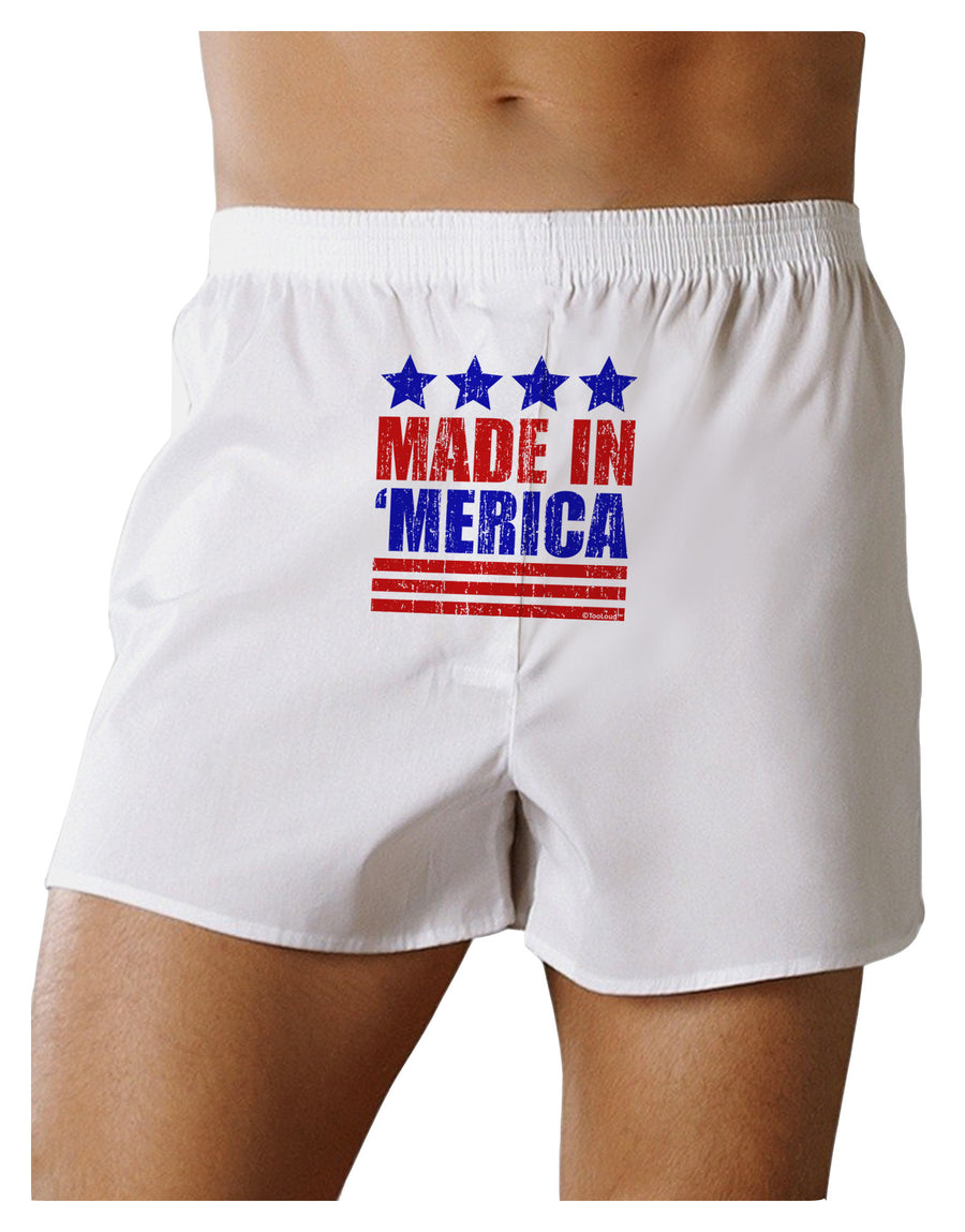 Made in Merica - Stars and Stripes Color Design Front Print Boxer Shorts-Boxer Shorts-TooLoud-White-Small-Davson Sales