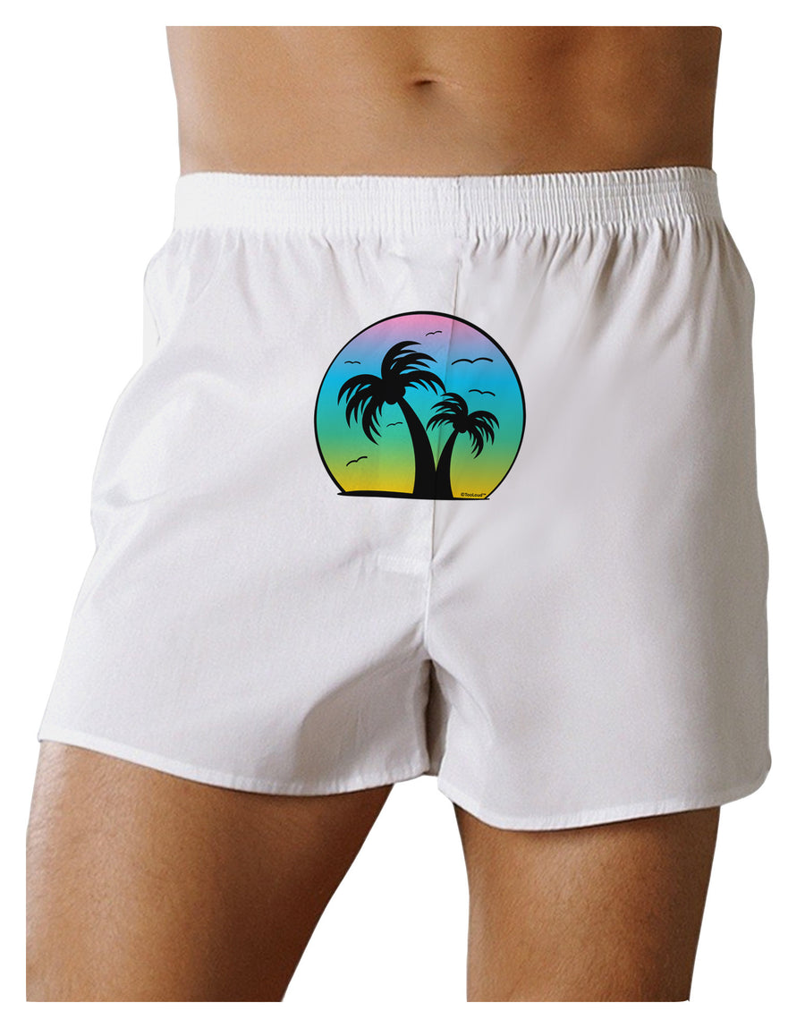 Palm Trees Silhouette - Beach Sunset Design Front Print Boxer Shorts-Boxer Shorts-TooLoud-White-Small-Davson Sales