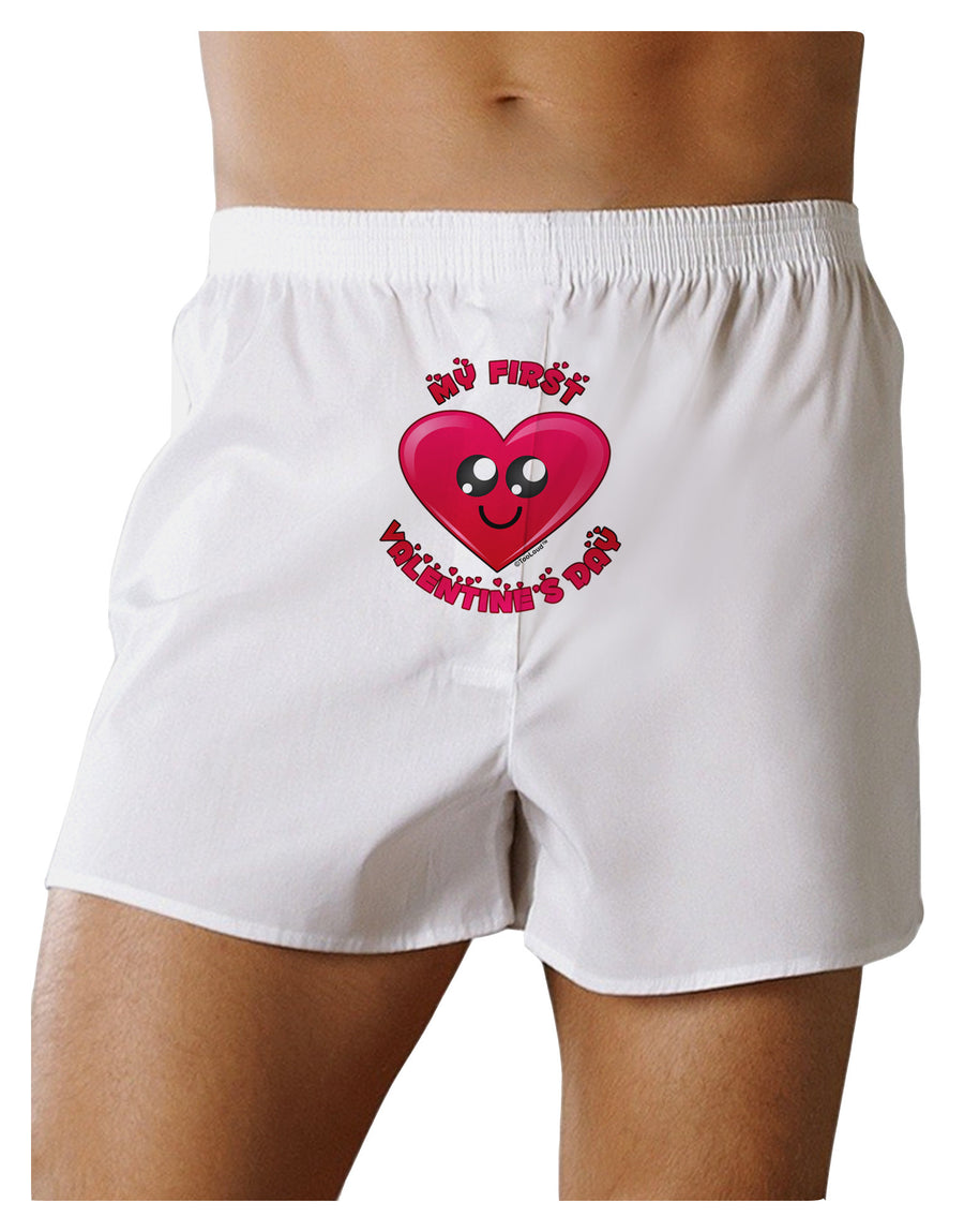 My First Valentine's Day Front Print Boxer Shorts-Boxer Shorts-TooLoud-White-Small-Davson Sales