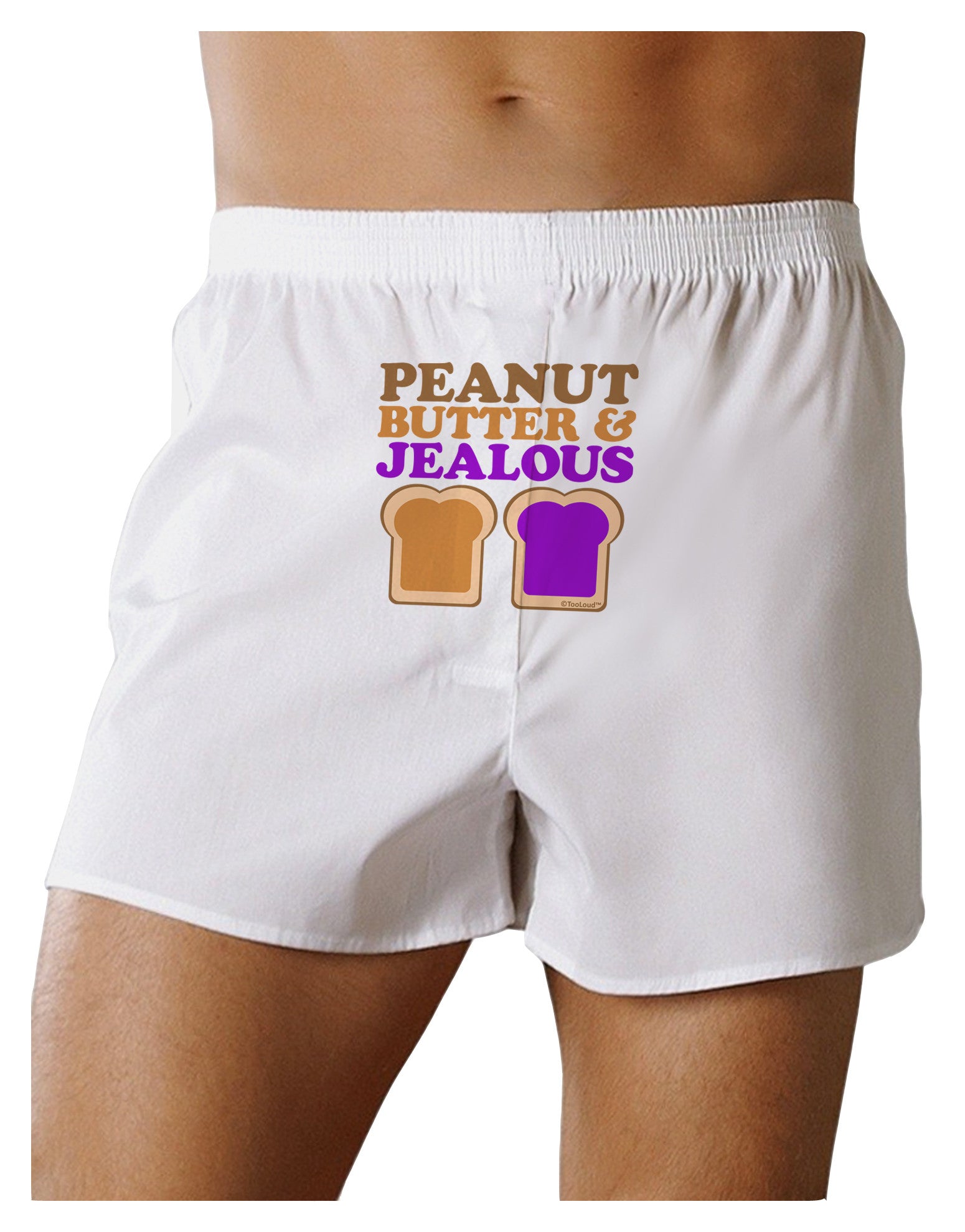 Peanut Butter and Jealous Front Print Boxer Shorts by TooLoud-Boxer Shorts-TooLoud-White-Small-Davson Sales