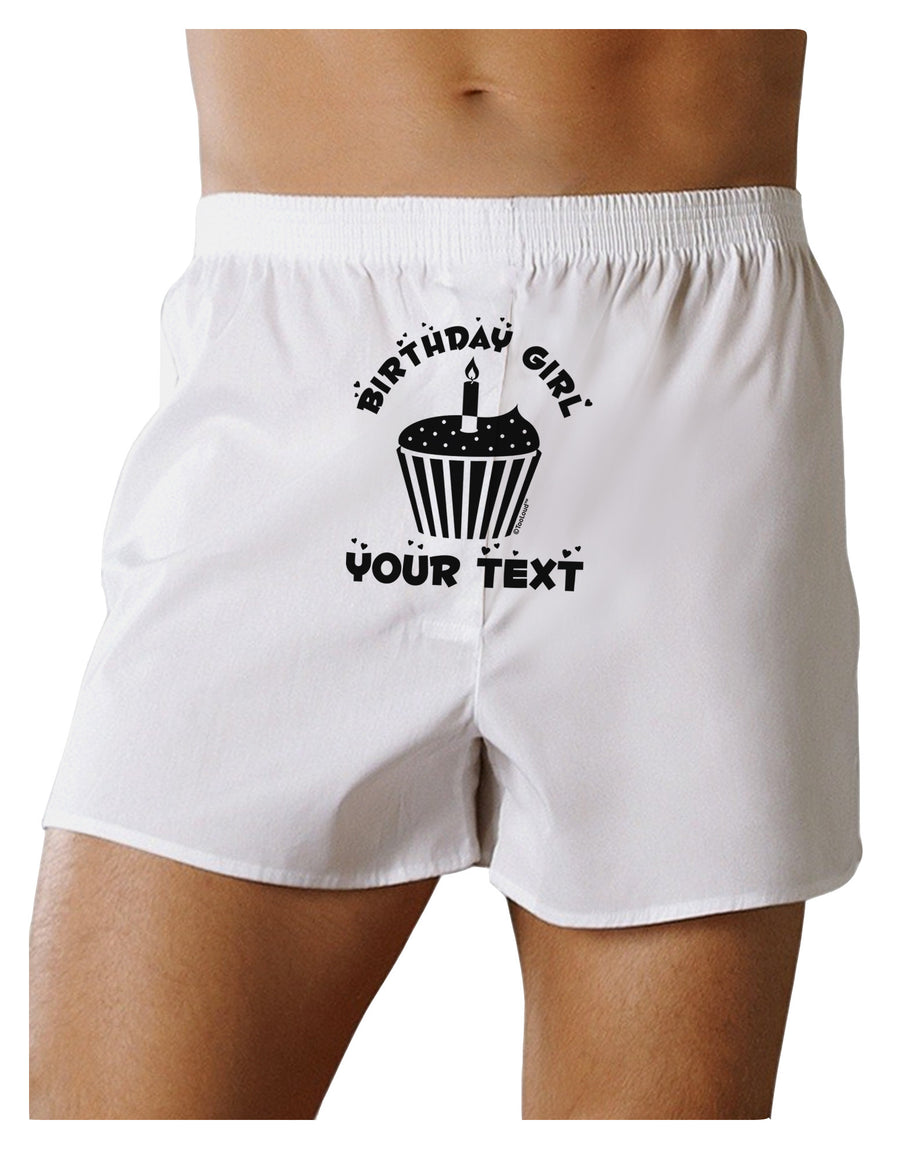 Personalized Birthday Girl Cupcake -Customizable- Name Front Print Boxer Shorts-Boxer Shorts-TooLoud-White-Small-Davson Sales