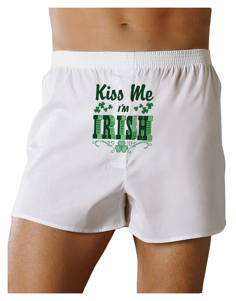 Kiss Me I'm Irish St Patricks Day Front Print Boxer Shorts-Boxer Shorts-TooLoud-White-Small-Davson Sales