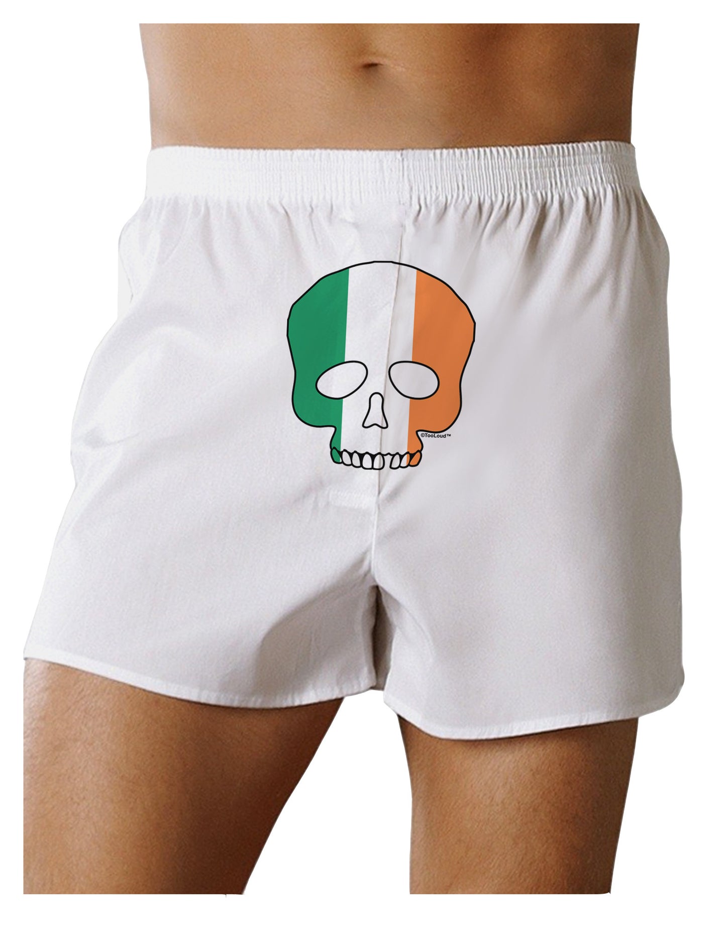 Skull Flag Ireland Front Print Boxer Shorts-Boxer Shorts-TooLoud-White-Small-Davson Sales