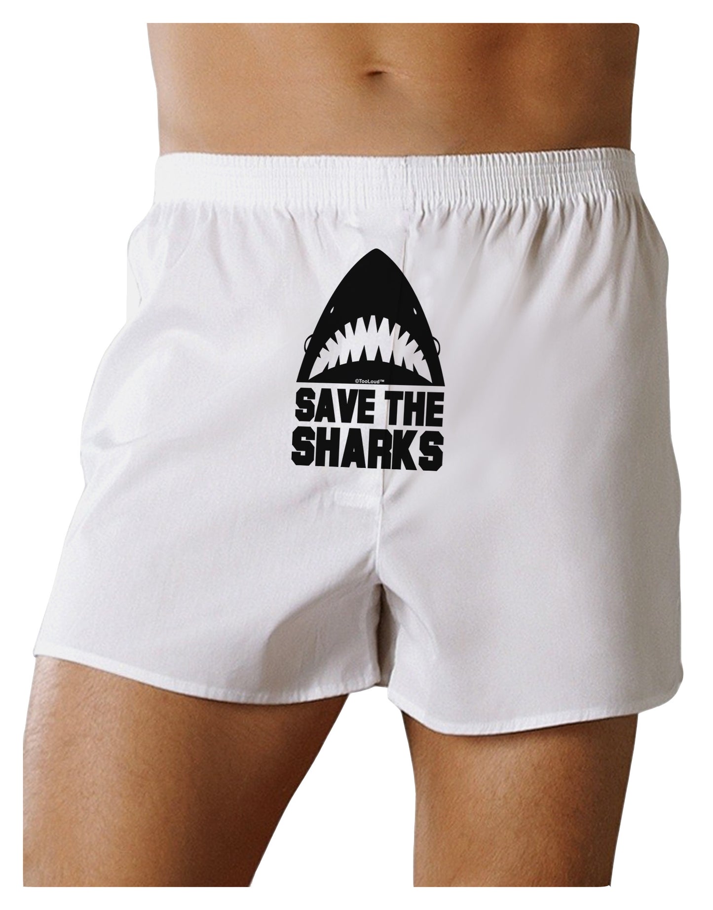 Save The Sharks Front Print Boxer Shorts-Boxer Shorts-TooLoud-White-Small-Davson Sales