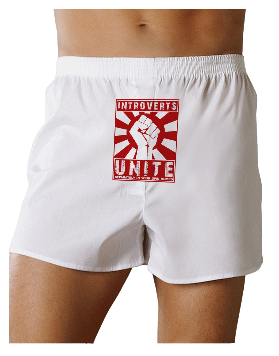 Introverts Unite Funny Front Print Boxers Shorts by TooLoud-TooLoud-White-Small-Davson Sales