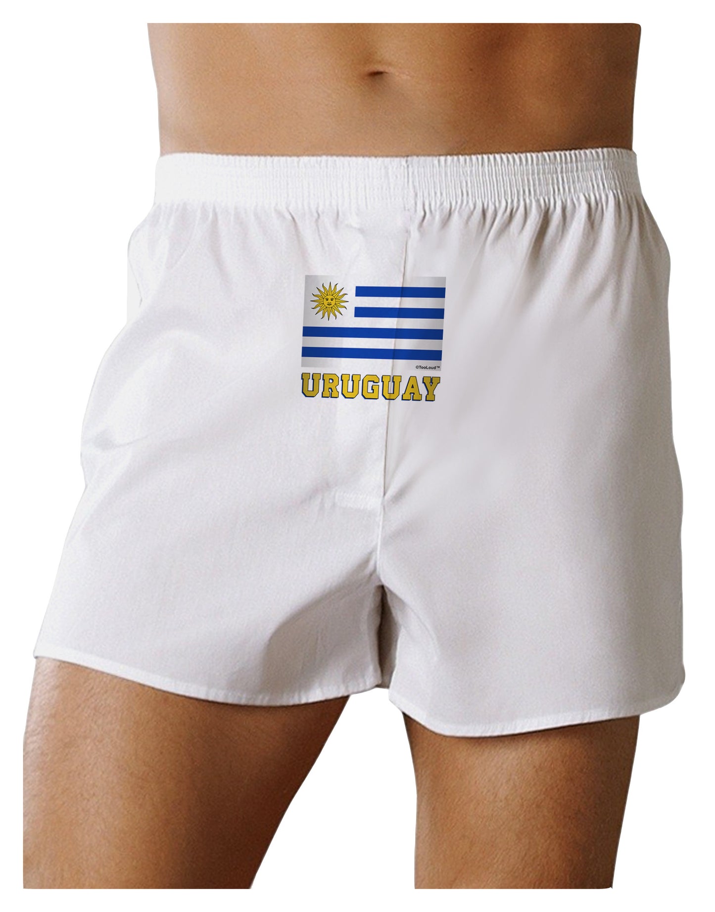 Uruguay Flag Front Print Boxer Shorts-Boxer Shorts-TooLoud-White-Small-Davson Sales