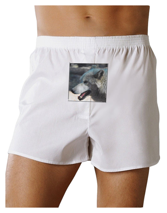 TooLoud White Wolf Face Front Print Boxer Shorts-Boxer Shorts-TooLoud-White-Small-Davson Sales