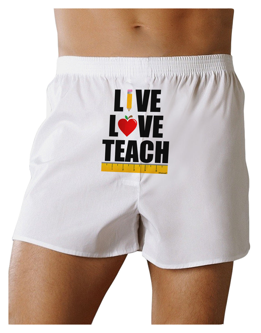 Live Love Teach Front Print Boxer Shorts-Boxer Shorts-TooLoud-White-Small-Davson Sales