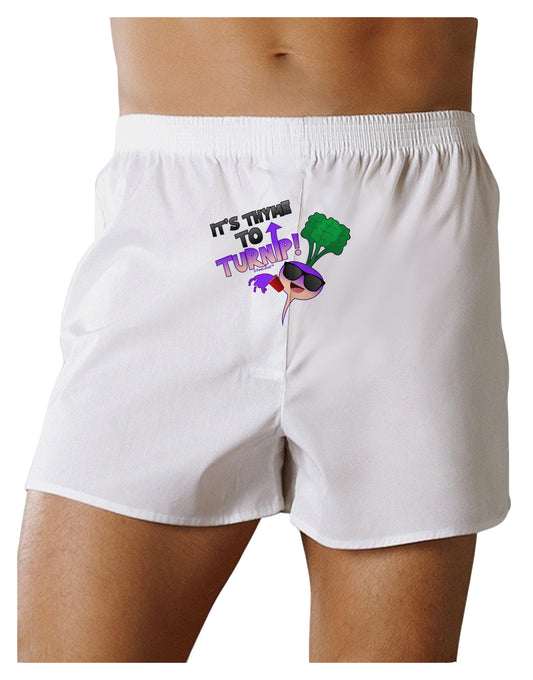 It's Thyme To Turnip Front Print Boxer Shorts-Boxer Shorts-TooLoud-White-Small-Davson Sales