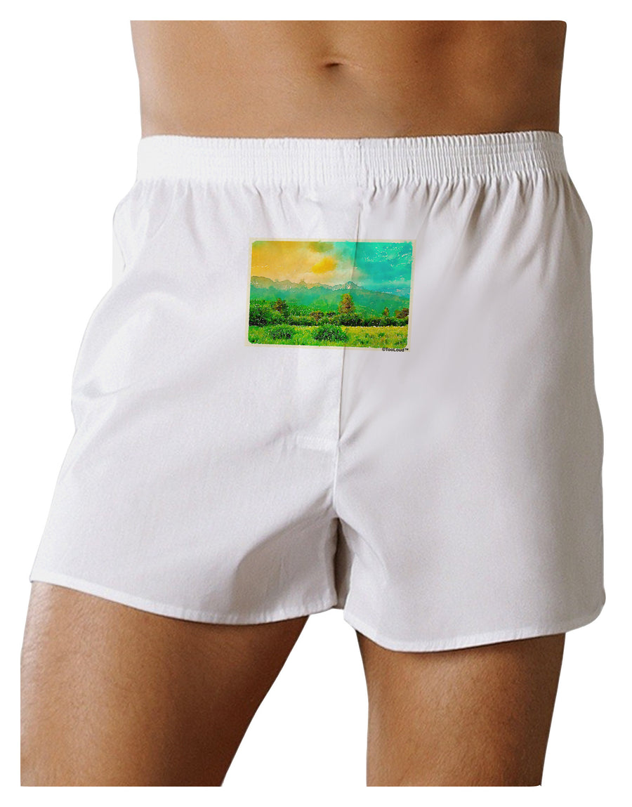 Mountain Sunset Watercolor Front Print Boxer Shorts-Boxer Shorts-TooLoud-White-Small-Davson Sales