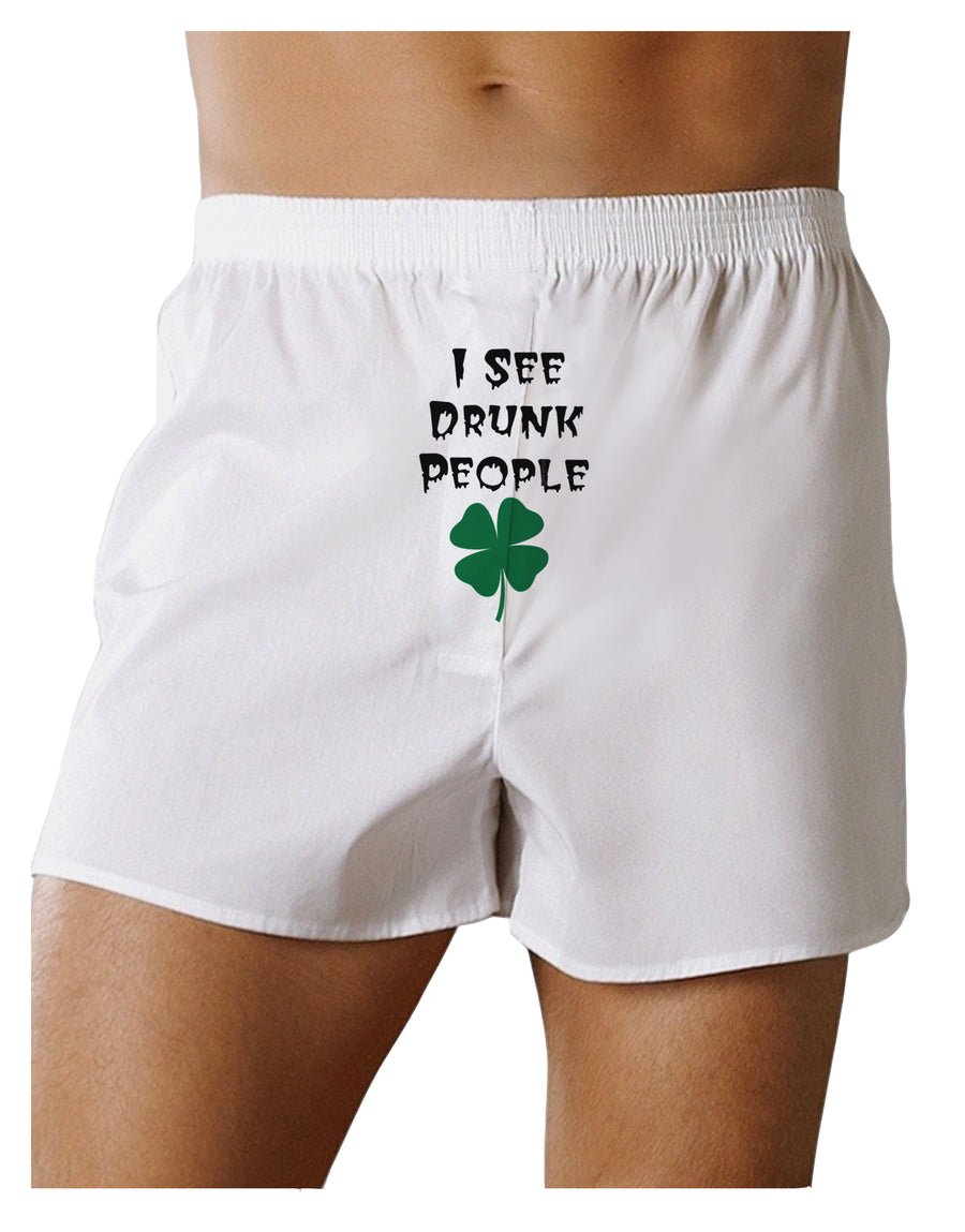 I See Drunk People Funny Front Print Boxers Shorts by TooLoud-TooLoud-White-Small-Davson Sales