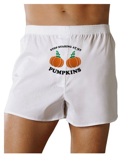 Stop Staring At My Pumpkins Front Print Boxer Shorts by TooLoud-Boxer Shorts-TooLoud-White-Small-Davson Sales