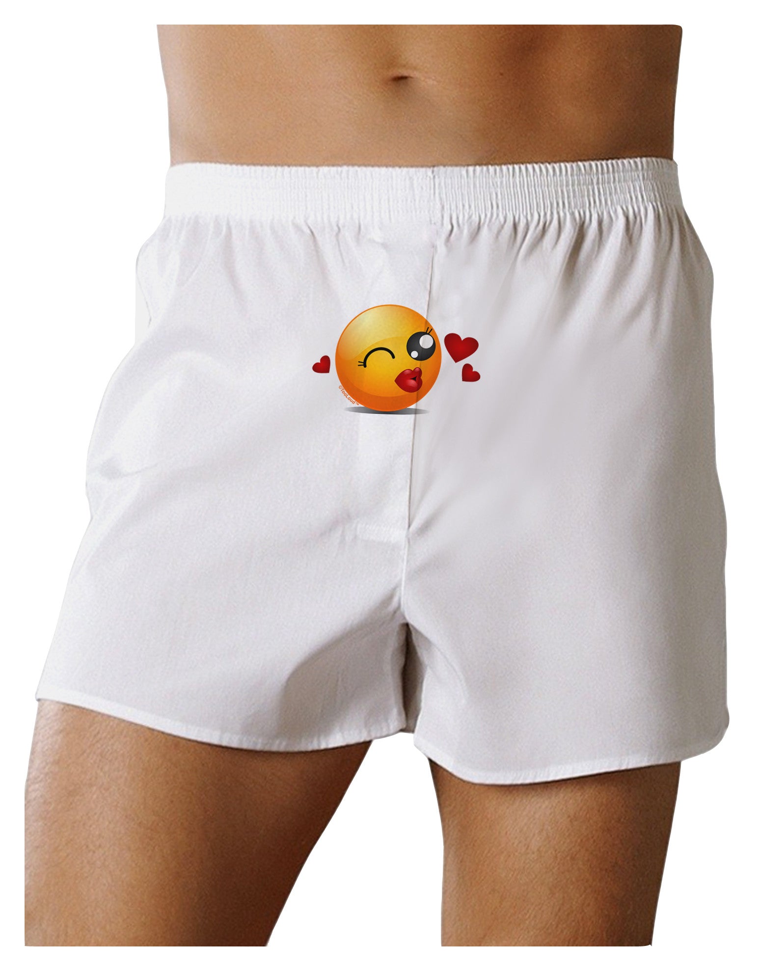 Kissy Face Emoji Girl Front Print Boxer Shorts-Boxer Shorts-TooLoud-White-Small-Davson Sales