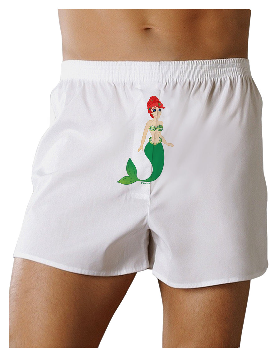 Mermaid Design - Green Front Print Boxer Shorts-Boxer Shorts-TooLoud-White-Small-Davson Sales