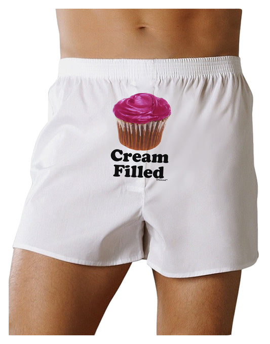 Cream Filled Pink Cupcake Design Front Print Boxer Shorts by TooLoud-Boxer Shorts-TooLoud-White-Small-Davson Sales