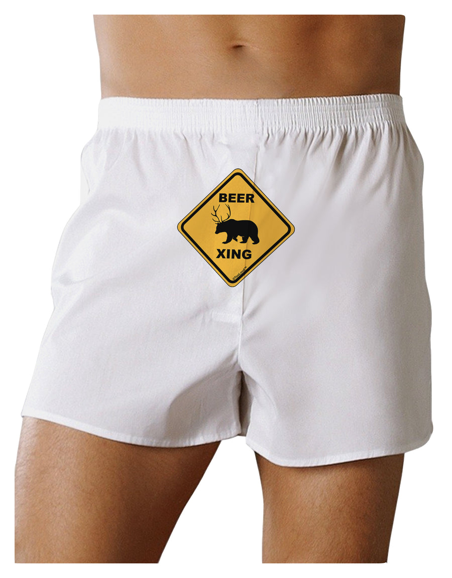 Beer Xing Front Print Boxer Shorts-Boxer Shorts-TooLoud-White-Small-Davson Sales