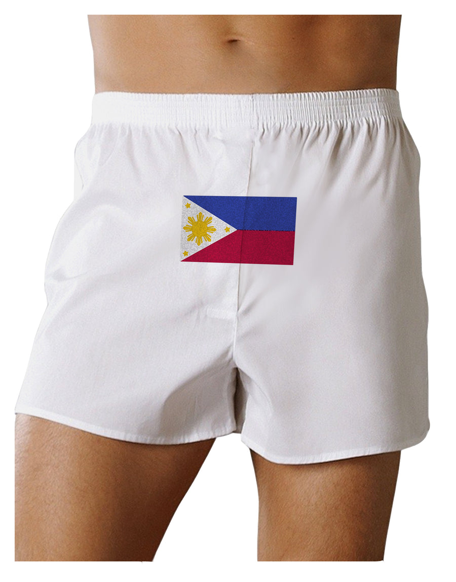 TooLoud Distressed Philippines Flag Front Print Boxers Shorts-Mens Boxers-TooLoud-White-Small-Davson Sales