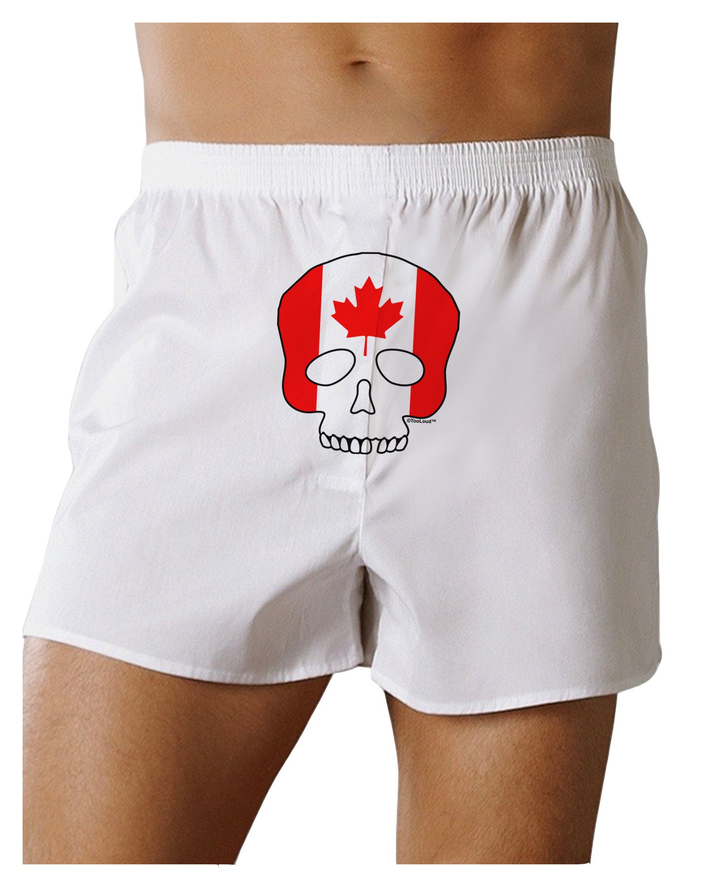 Skull Flag Canada Front Print Boxer Shorts-Boxer Shorts-TooLoud-White-Small-Davson Sales