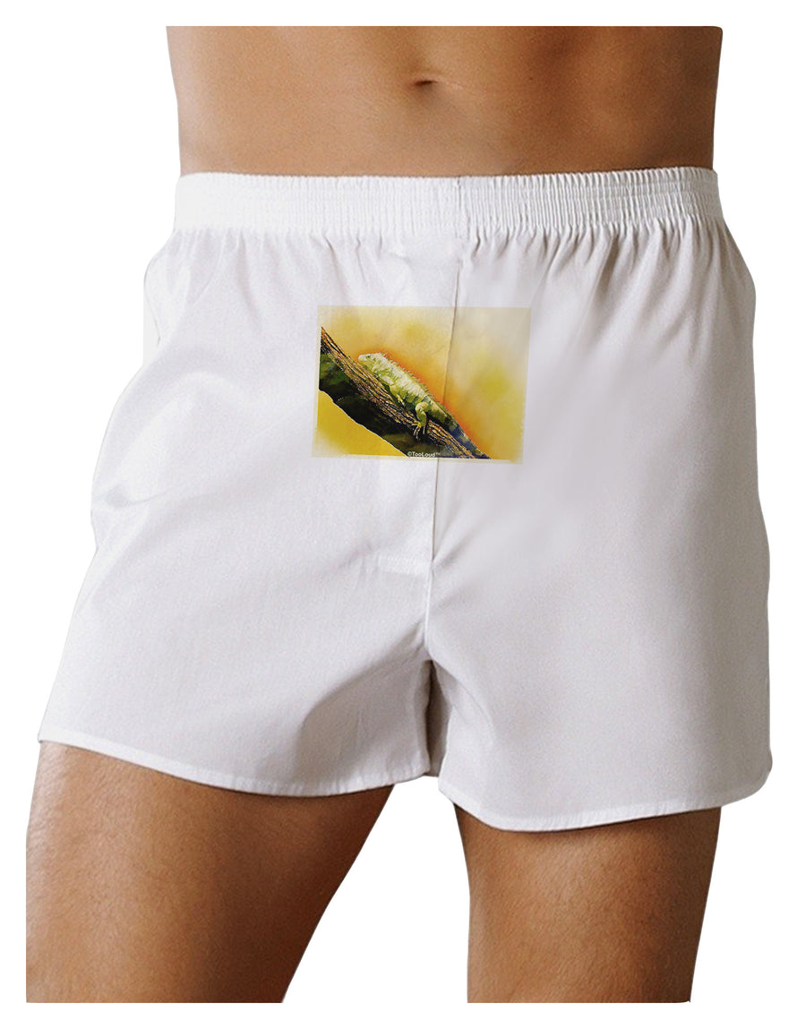 Iguana Watercolor Front Print Boxer Shorts-Boxer Shorts-TooLoud-White-Small-Davson Sales