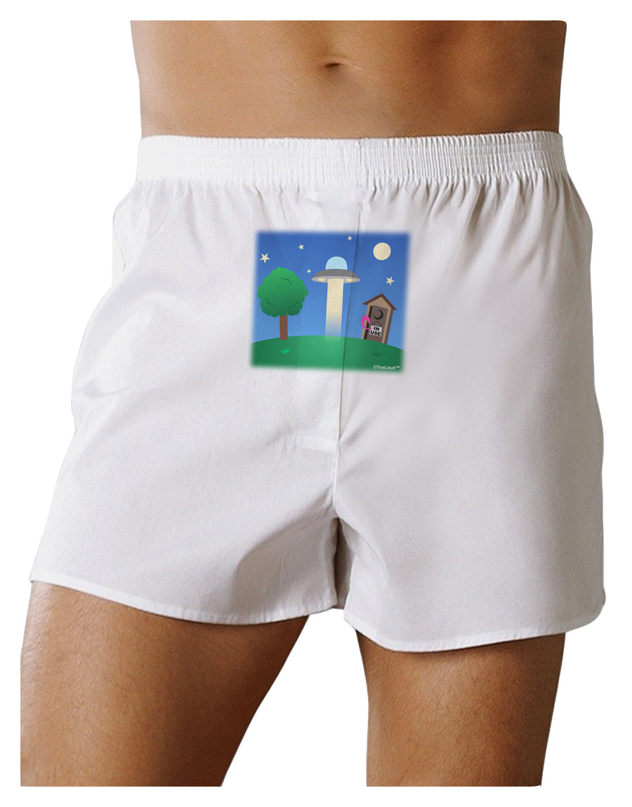 UFO Stopping At an Out-house Front Print Boxer Shorts by TooLoud-Boxer Shorts-TooLoud-White-Small-Davson Sales