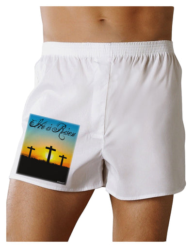 Three Crosses Sunrise - He Is Risen Boxer Shorts by TooLoud-Boxer Shorts-TooLoud-White-Small-Davson Sales