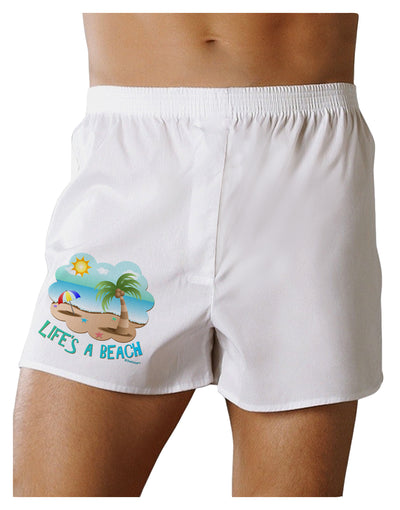 Fun Summer Beach Scene - Life's a Beach Boxer Shorts by TooLoud-Boxer Shorts-TooLoud-White-Small-Davson Sales