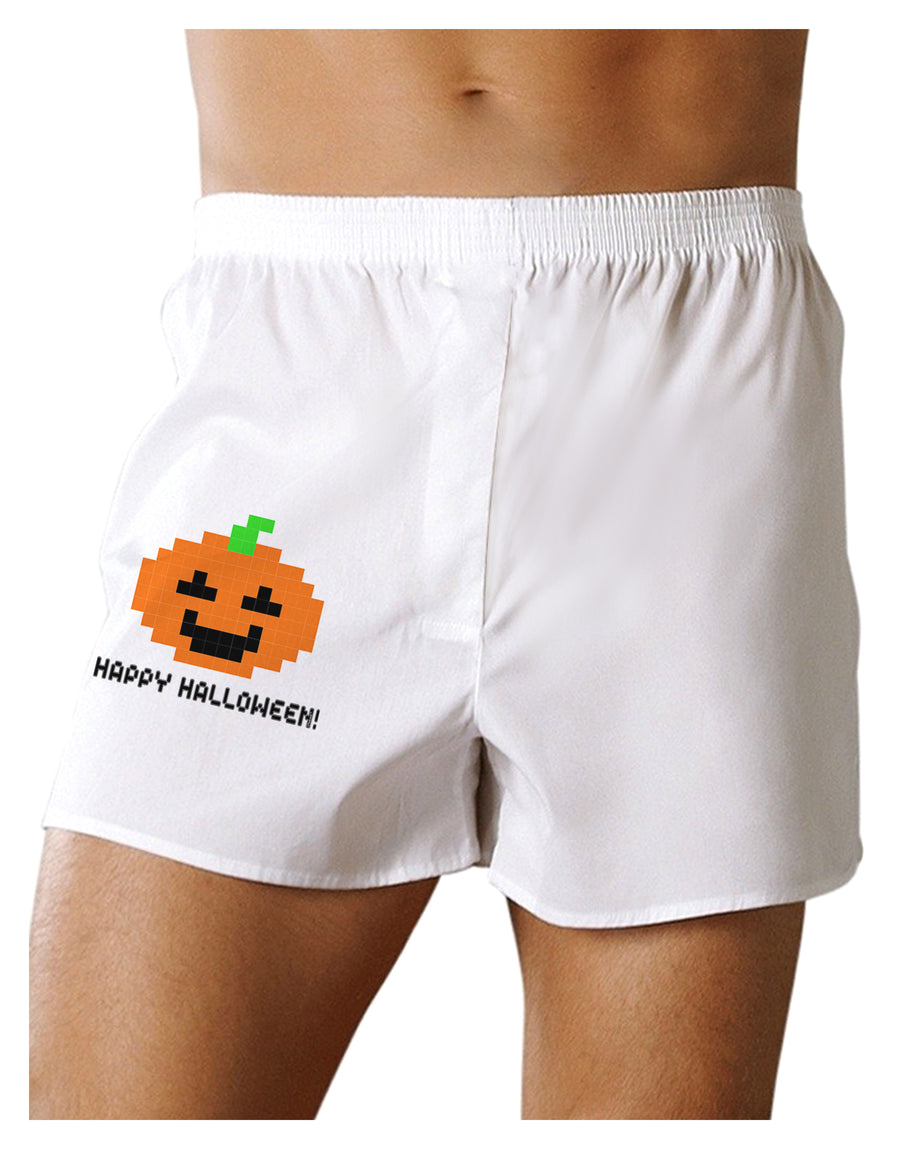 Pixel Pumpkin - Halloween Boxers Shorts-Boxer Shorts-TooLoud-White-Small-Davson Sales