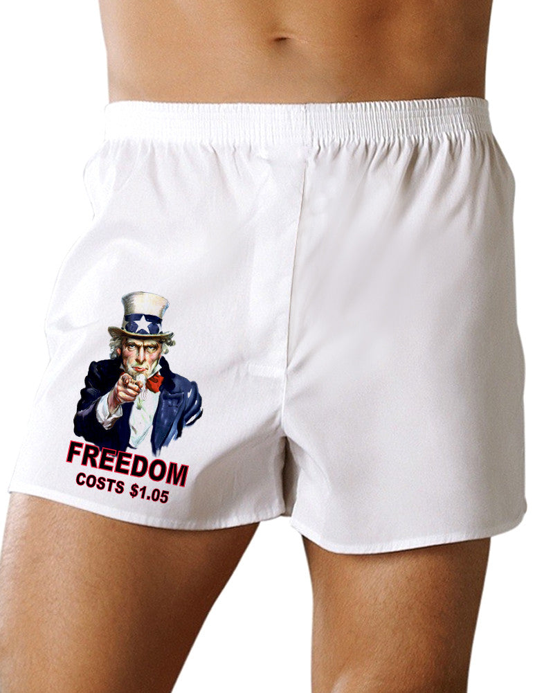 Uncle Sam Freedom Costs a Buck O Five Boxer Shorts-Boxer Shorts-TooLoud-White-Small-Davson Sales