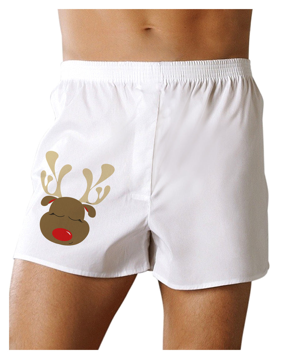 Cute Rudolph Reindeer Face Christmas Boxer Shorts-Boxer Shorts-TooLoud-White-Small-Davson Sales