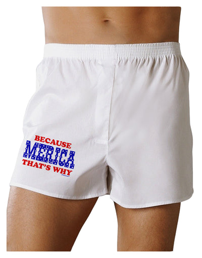 Because Merica That's Why Boxer Shorts-Boxer Shorts-TooLoud-White-Small-Davson Sales